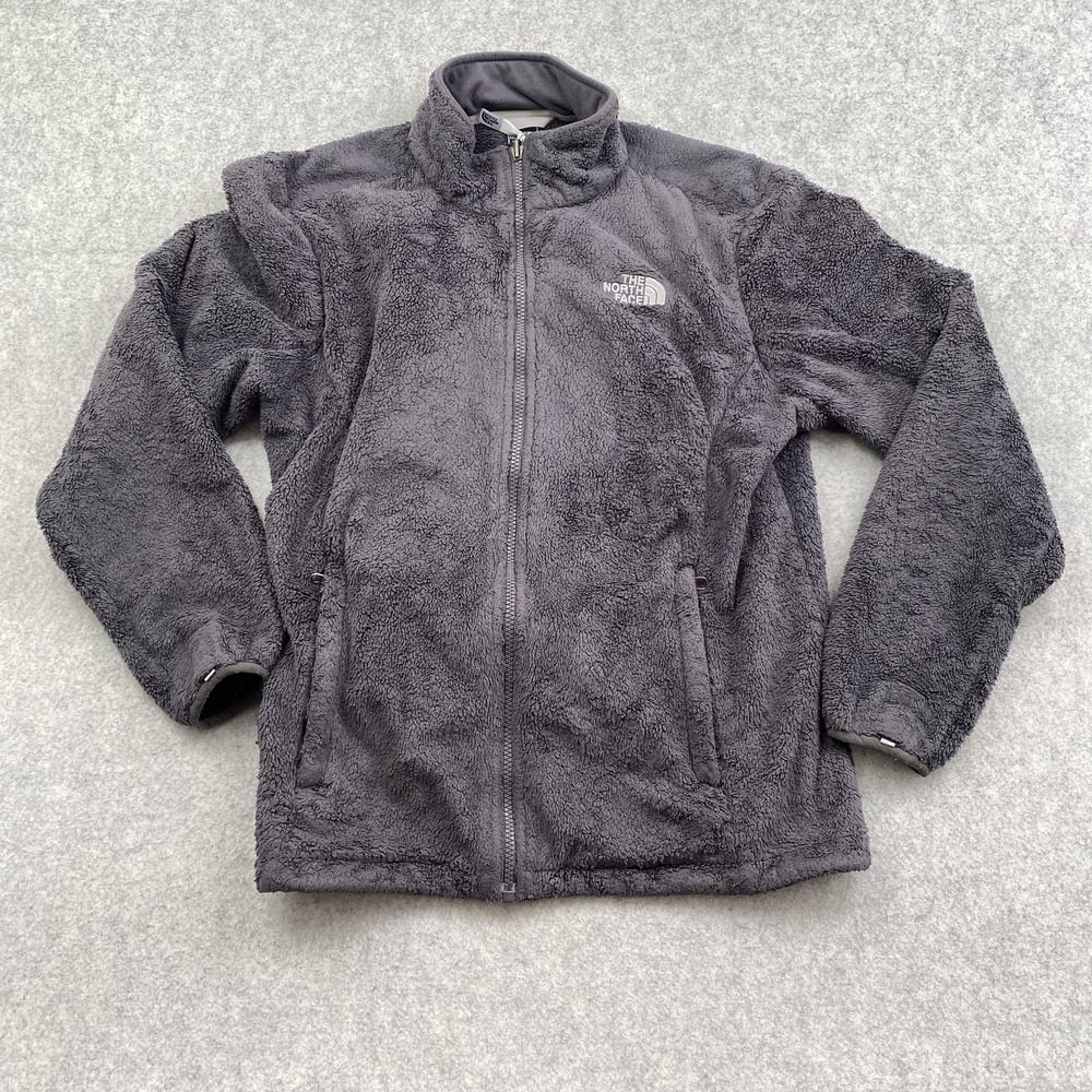The North Face Jacket Womens Large Gray Fuzzy Fleece Full Zip Warm *MATTED*